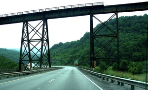 Picture of a trestle bridge over I-77 near Ingleside, Virginia.  Find more digital photography tips, dslr camera lessons and artistic photo galleries at www.FreePhotoCourse.com.  © 2011, all rights reserved.