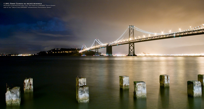 Night Photograhpy - Embarcadero pilings.  Part of FreePhotoCourse.com's 