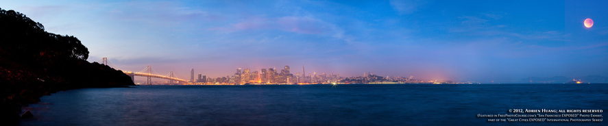 Lunar eclipse over San Francisco Bay. Part of FreePhotoCourse.com's 